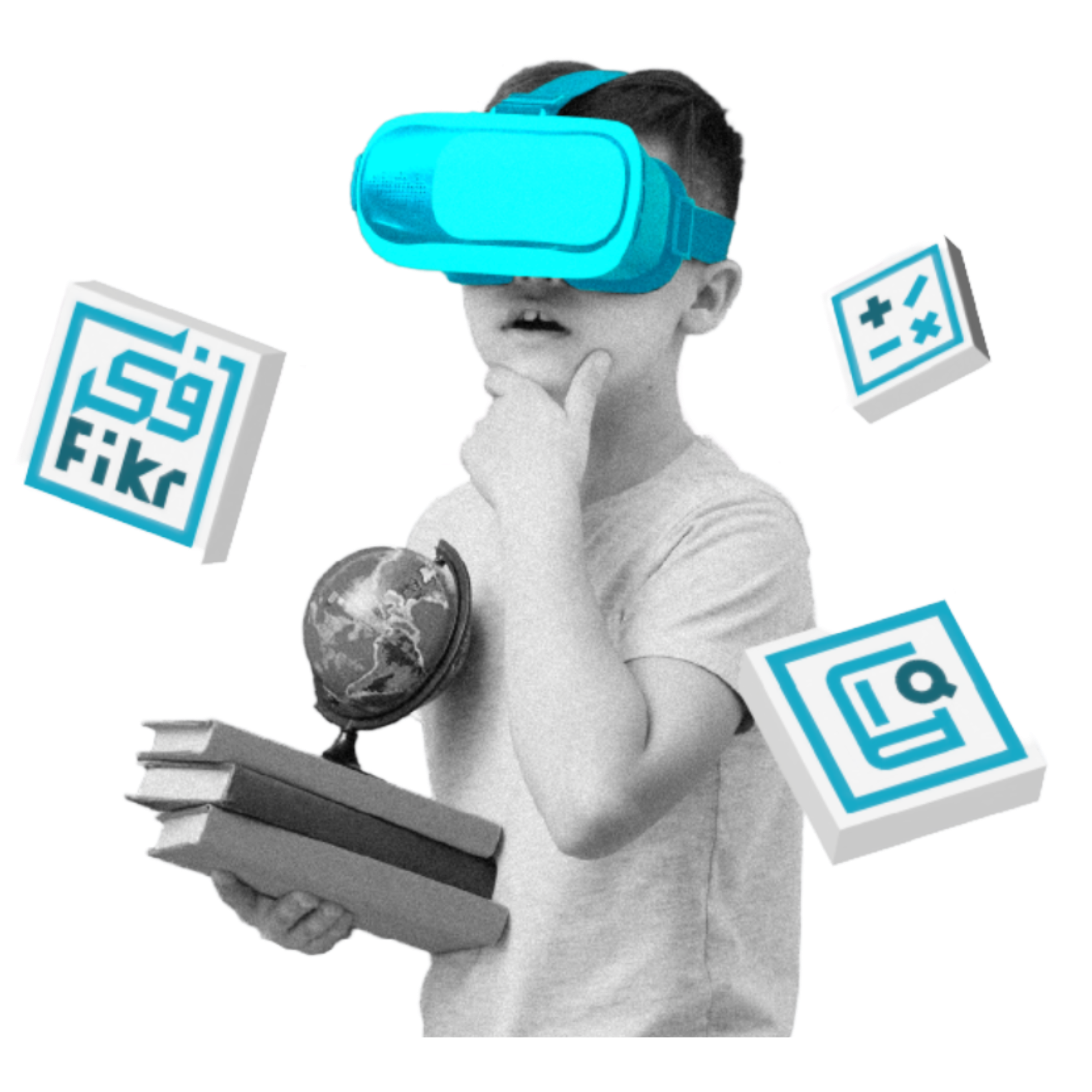 Students learning with VR technology and educational tools - representing the future of EdTech